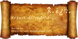 Kriszt Árpád névjegykártya